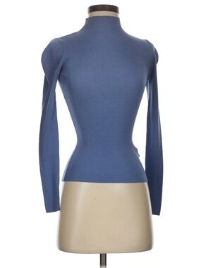 & Other Stories Dusty Blue Mock Neck Long Sleeve Top